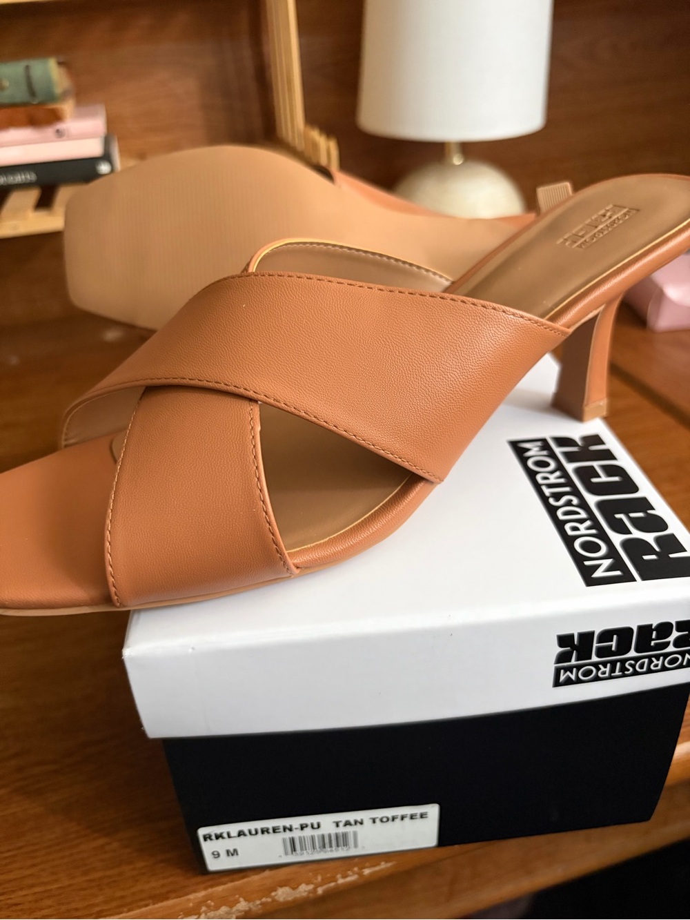 RKLauren Tan Toffee Crisscross Mule Heels - Women